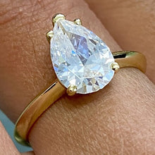 Large Pear Solitaire Ring