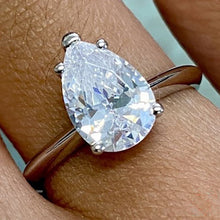 Large Pear Solitaire Ring