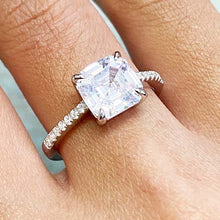 Square Solitaire 1/2 Pave Ring
