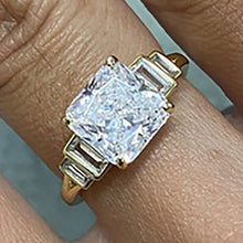 Square Stone with Baguettes Ring