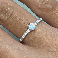 Small Round Opal 1/2 Pave Band Ring
