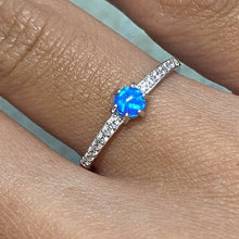 Small Round Opal 1/2 Pave Band Ring