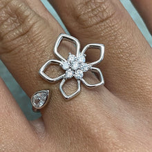 Open Flower Cubic Zirconia Center Ring