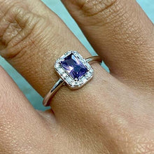 Cubic Zirconia Rectangle Halo Ring