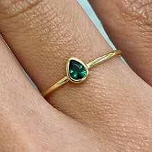 Mini Teardrop Bezel Thin Band Ring