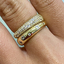 2-Ring Stack Plain with Cubic Zirconia Pave Set