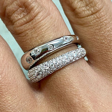 2-Ring Stack Plain with Cubic Zirconia Pave Set