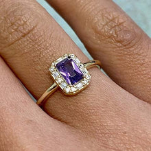 Cubic Zirconia Rectangle Halo Ring