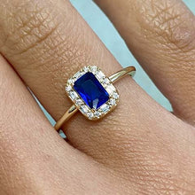 Cubic Zirconia Rectangle Halo Ring