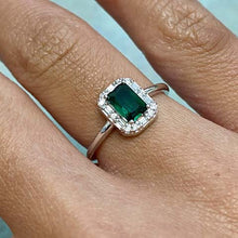 Cubic Zirconia Rectangle Halo Ring