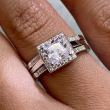 Square Halo Triple Band Ring