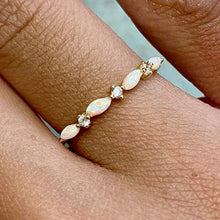 4 Opal / 3 Cubic Zirconia Stones Ring