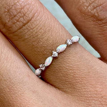 4 Opal / 3 Cubic Zirconia Stones Ring
