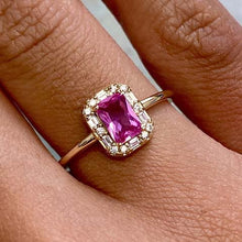 Cubic Zirconia Rectangle Halo Ring