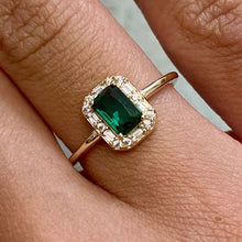Cubic Zirconia Rectangle Halo Ring