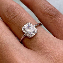 Cubic Zirconia Rectangle Halo Ring