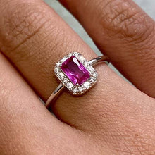 Cubic Zirconia Rectangle Halo Ring