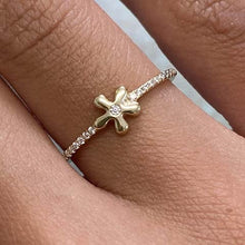 Flower with 1/2 Pave Band Ring