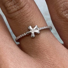 Flower with 1/2 Pave Band Ring