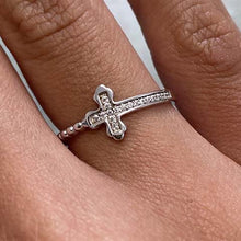 Side Cross Channel Set Cubic Zirconia Ring