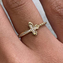 Side Cross Channel Set Cubic Zirconia Ring