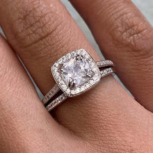 Square Halo Bridal Ring Set