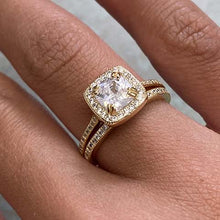 Square Halo Bridal Ring Set