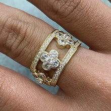 Pave Clover Trio Band Ring
