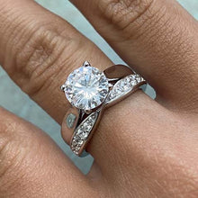 Round Solitaire & 1/2 Cubic Zirconia with Twist Ring Set
