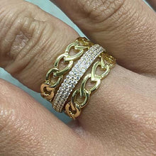 Pave Dual Chain Tri-Band Ring