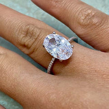 Oval Cubic Zirconia 1/2 Pave Band Ring