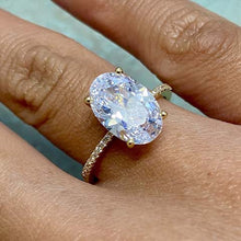 Oval Cubic Zirconia 1/2 Pave Band Ring