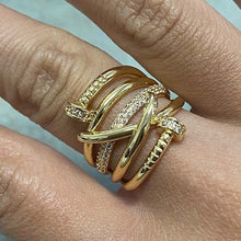 2 Nails with Center Pave Band Ring