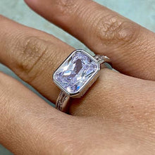 Cubic Zirconia Emerald Cut Bezel Ring