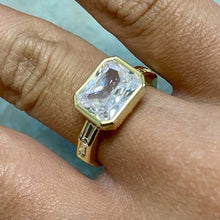 Cubic Zirconia Emerald Cut Bezel Ring