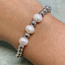 Pearl Trio Copper Coated Beads Stretch Bracelet