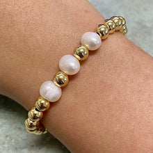 Pearl Trio Copper Coated Beads Stretch Bracelet