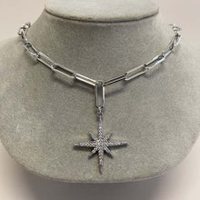 Pave Guiding Star Paperclip Necklace