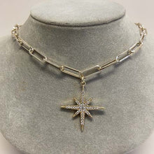 Pave Guiding Star Paperclip Necklace