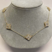 Reversible Pave Small Clover Station Necklace
