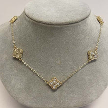 Pave & Burst Clover Station Necklace