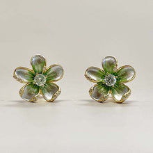 Flower with Cubic Zirconia Stud Earrings