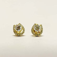 Pave Horseshoe with Cubic Zirconia Stud Earrings