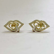 Pave Lips Heart Stud Earrings