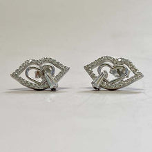 Pave Lips Heart Stud Earrings