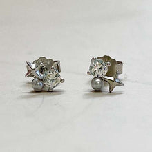 Mini Cross Cubic Zirconia Pearl Trio Stud Earrings