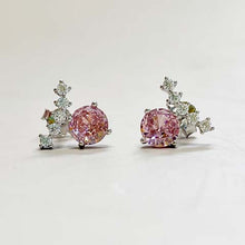 Cubic Zirconia Bar with Colored Cubic Zirconia Stone Stud Earrings