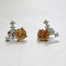 Cubic Zirconia Bar with Colored Cubic Zirconia Stone Stud Earrings