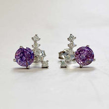 Cubic Zirconia Bar with Colored Cubic Zirconia Stone Stud Earrings