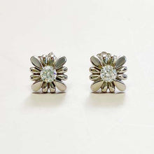 Square Flower with Cubic Zirconia Stud Earrings